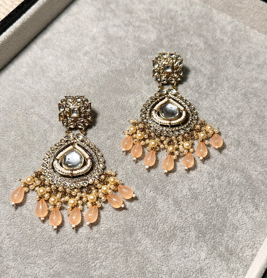 Pearl Studded Earrings - Peach