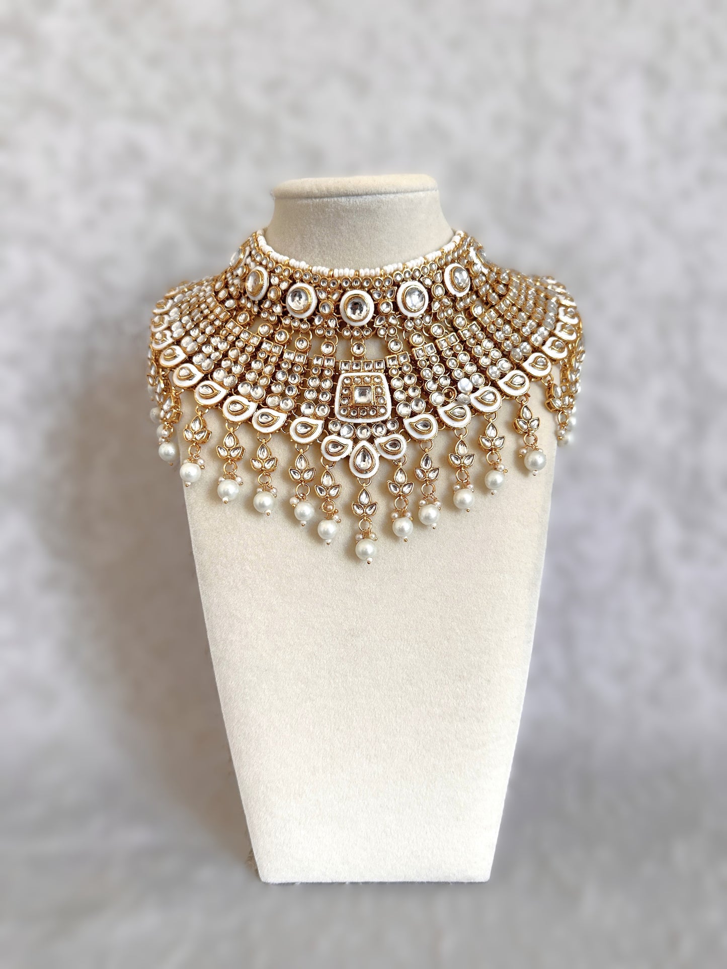 Kundan Bridal Complete Set - White & Gold