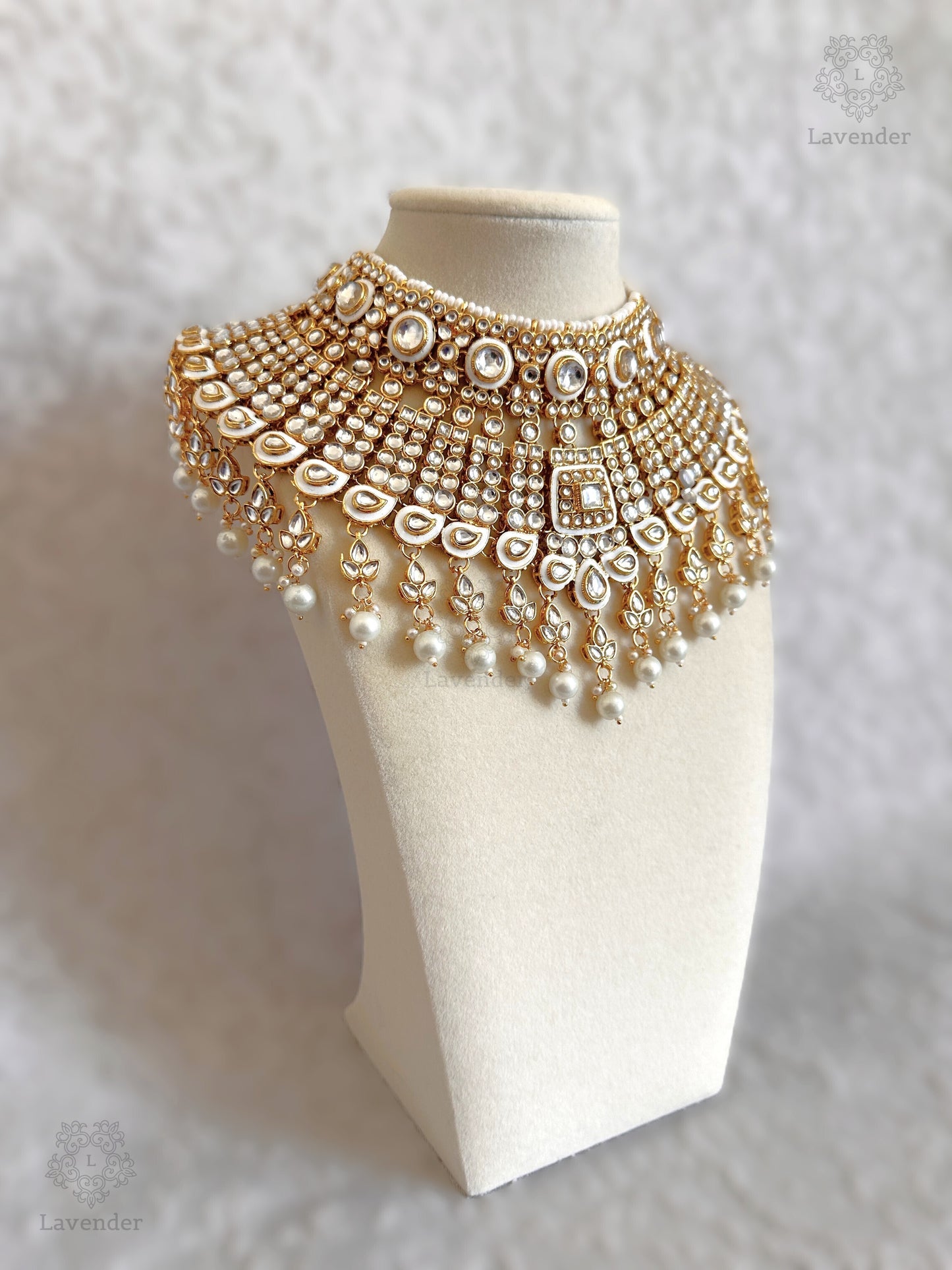 Kundan Bridal Complete Set - White & Gold