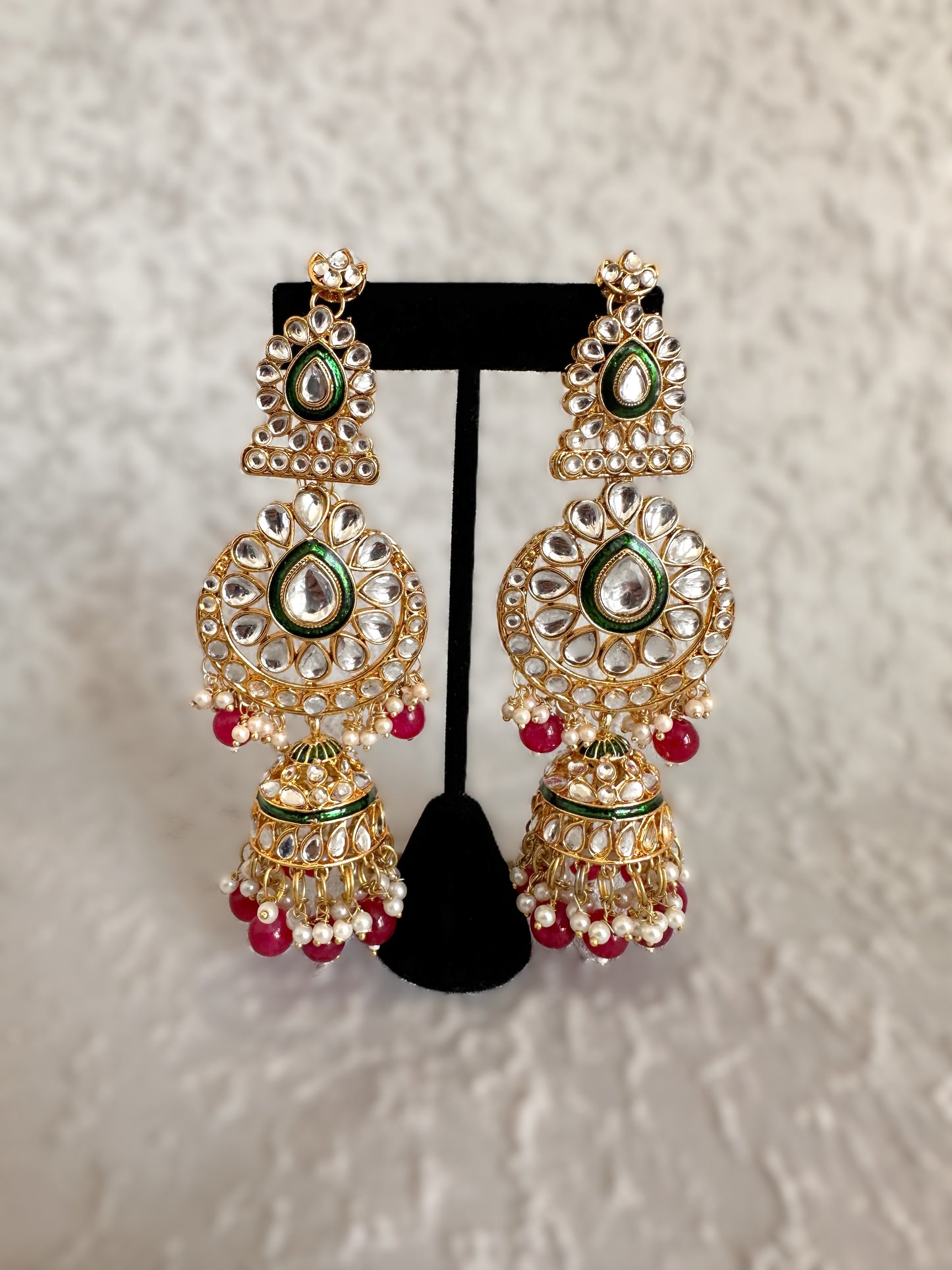 Kundan Bridal Complete Set - Red & Green