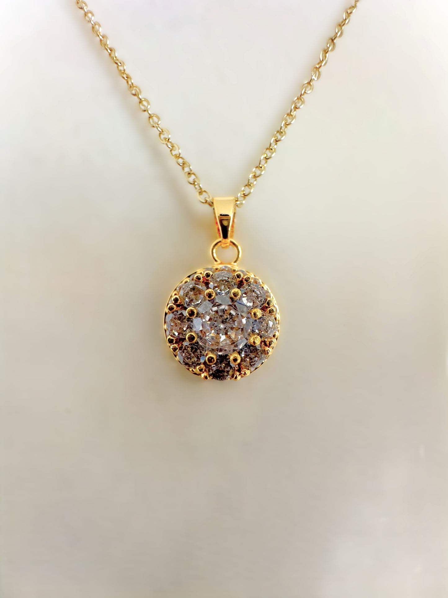 Gold Stainless Steel Stone Pendant Necklace