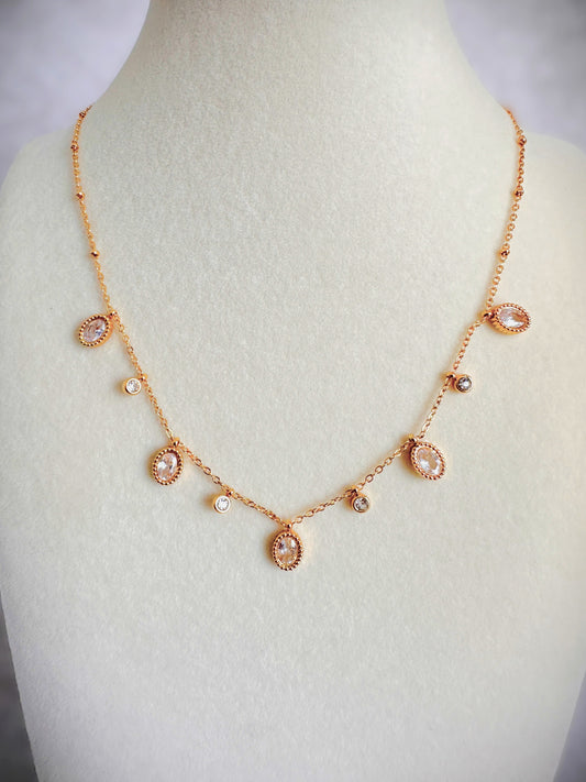 Gold Stainless Steel Teardrop Necklace