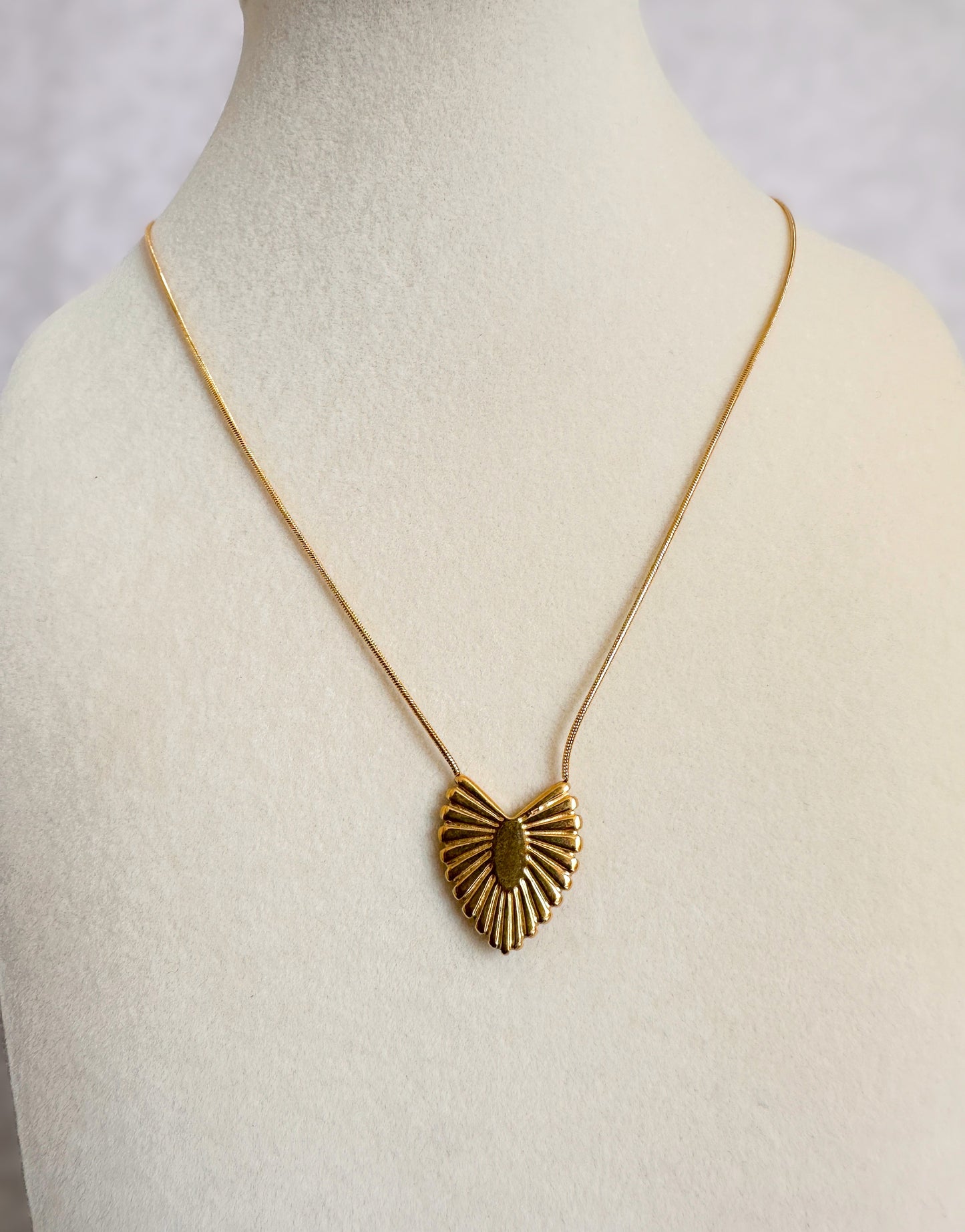 Gold Stainless Steel Leaf Necklace