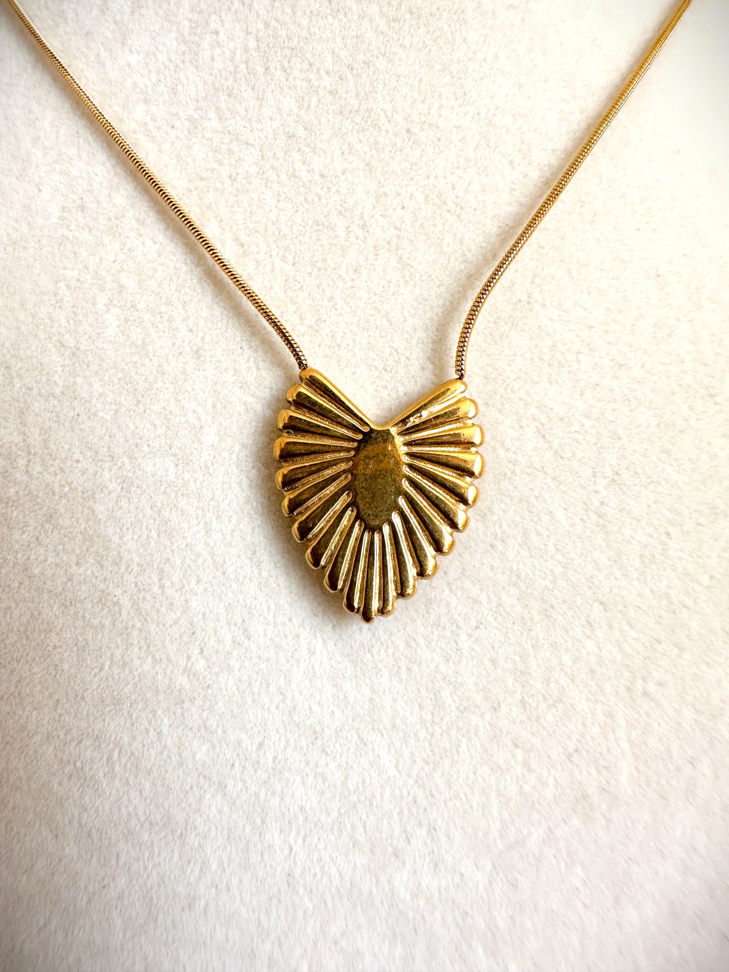 Gold Stainless Steel Leaf Necklace