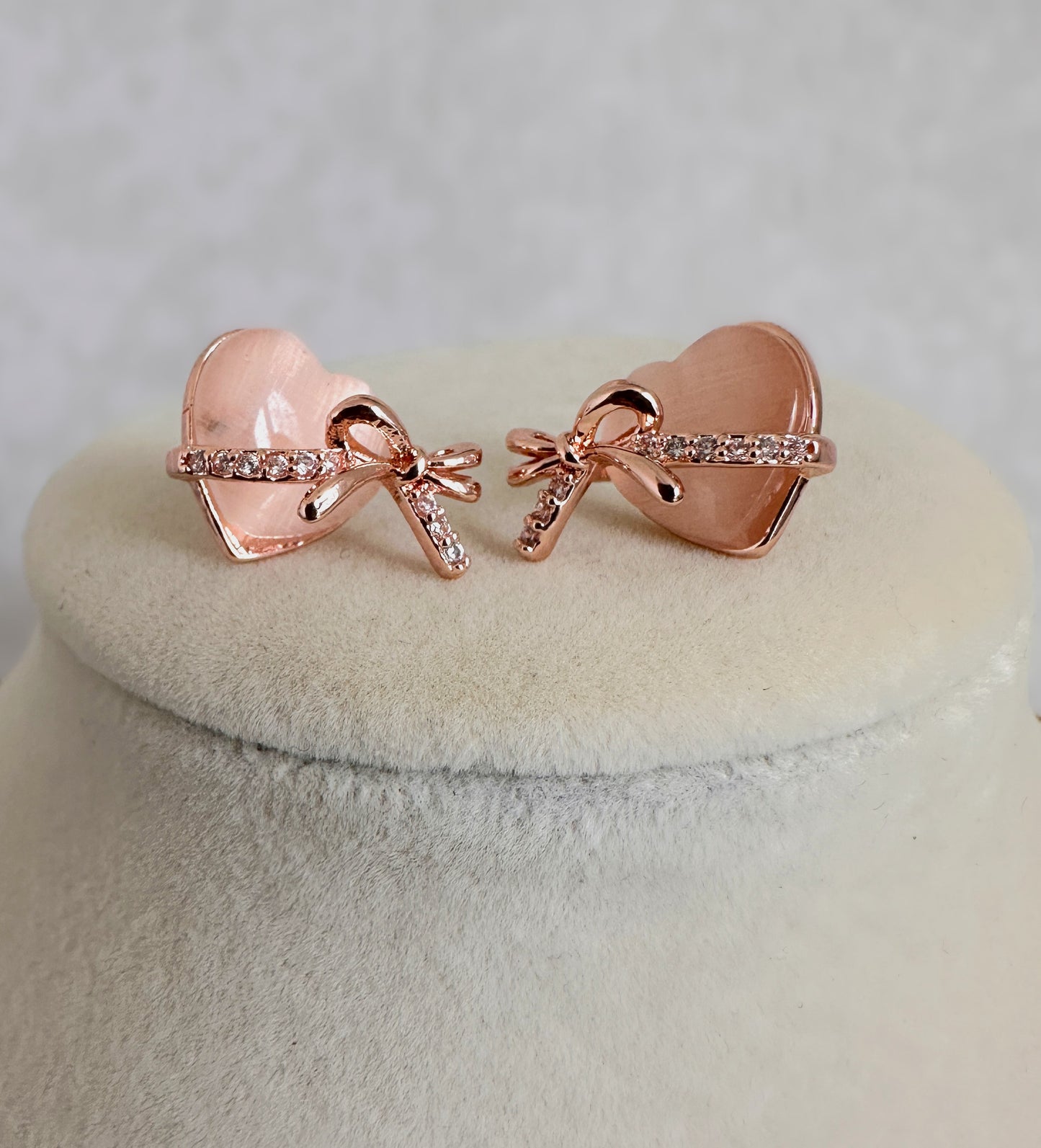 Rose Gold Stainless Steel PinkHeart Necklace Set