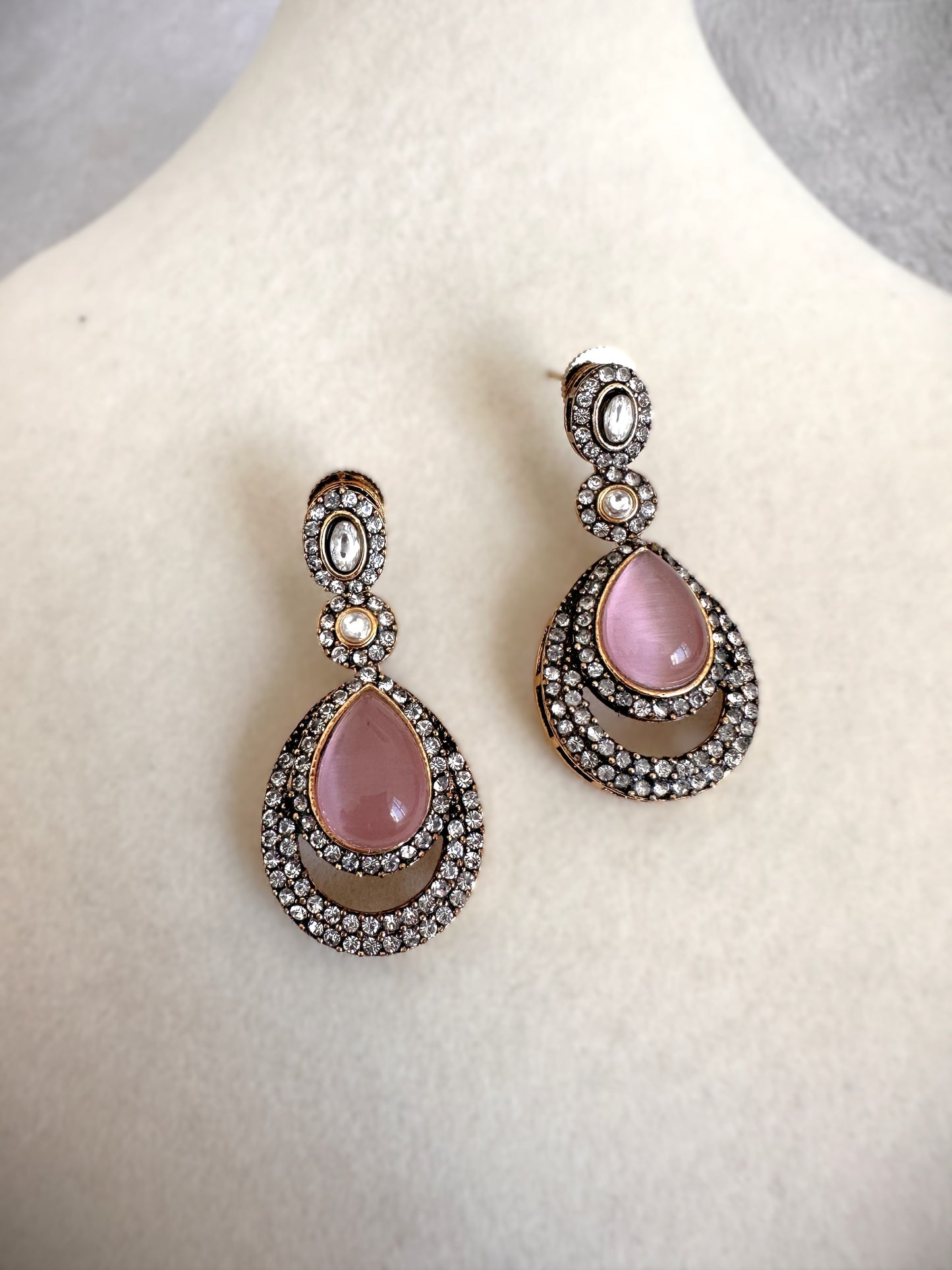 Pendant Long Necklace Set-Pink