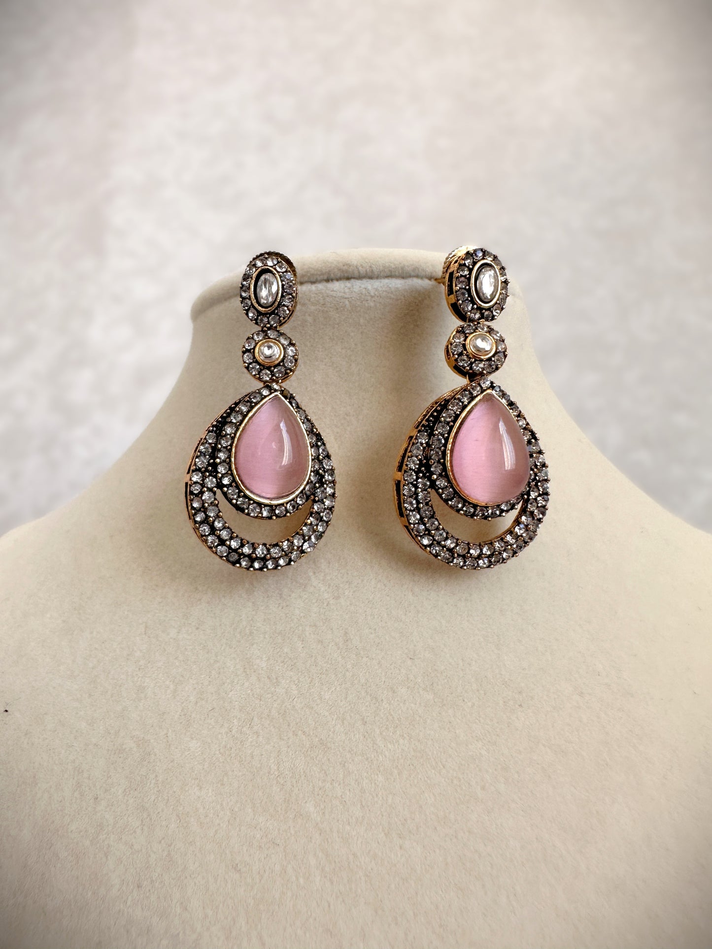 Pendant Long Necklace Set-Pink