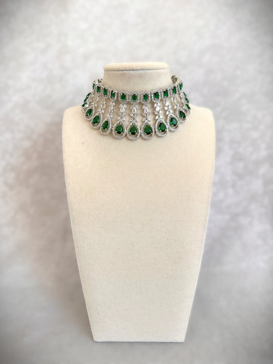 American Diamond Bridal Set -  Emerald Green