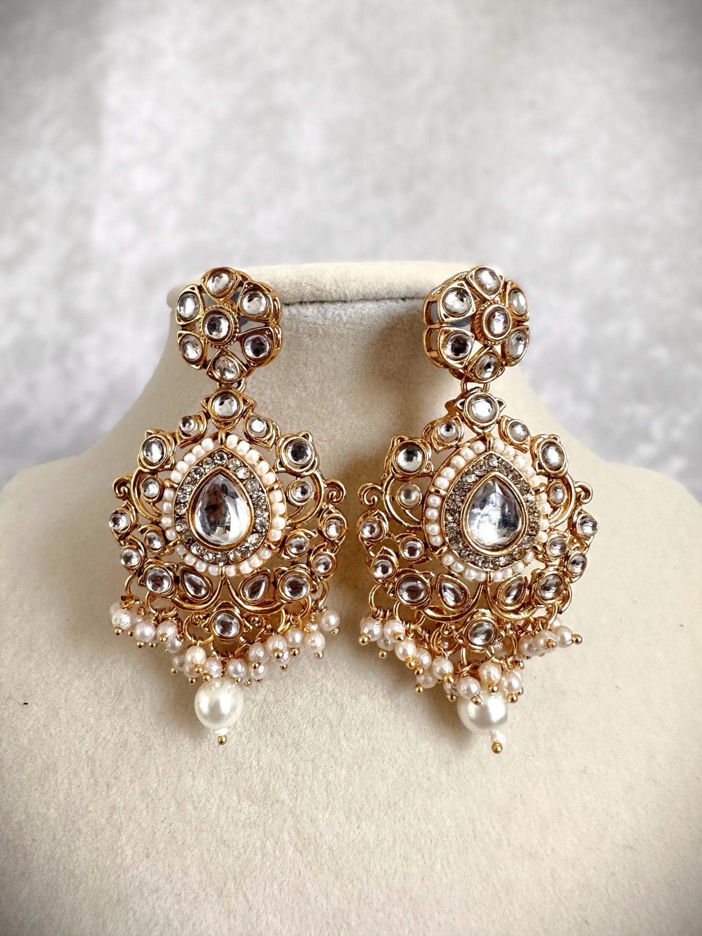 Moisaanite Kundan Choker Set- Gold