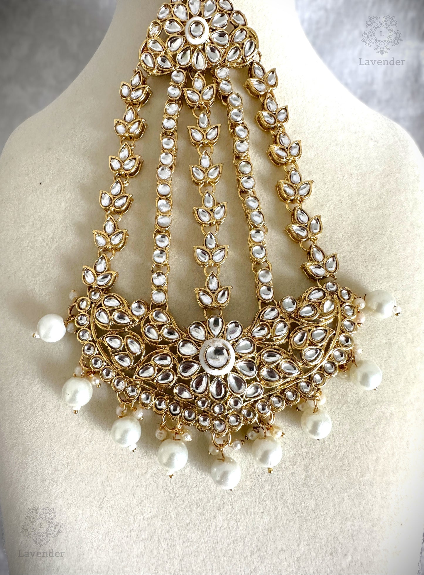 Kundan Bridal Complete Set - White & Gold