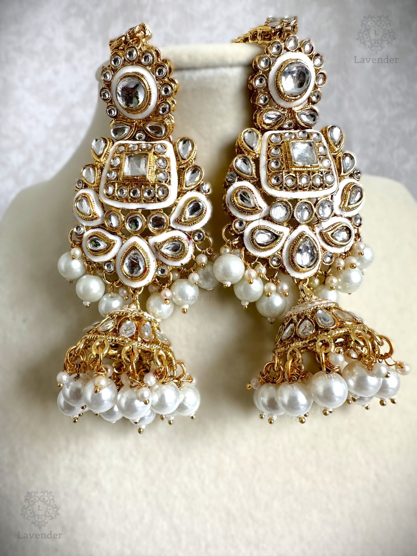 Kundan Bridal Complete Set - White & Gold