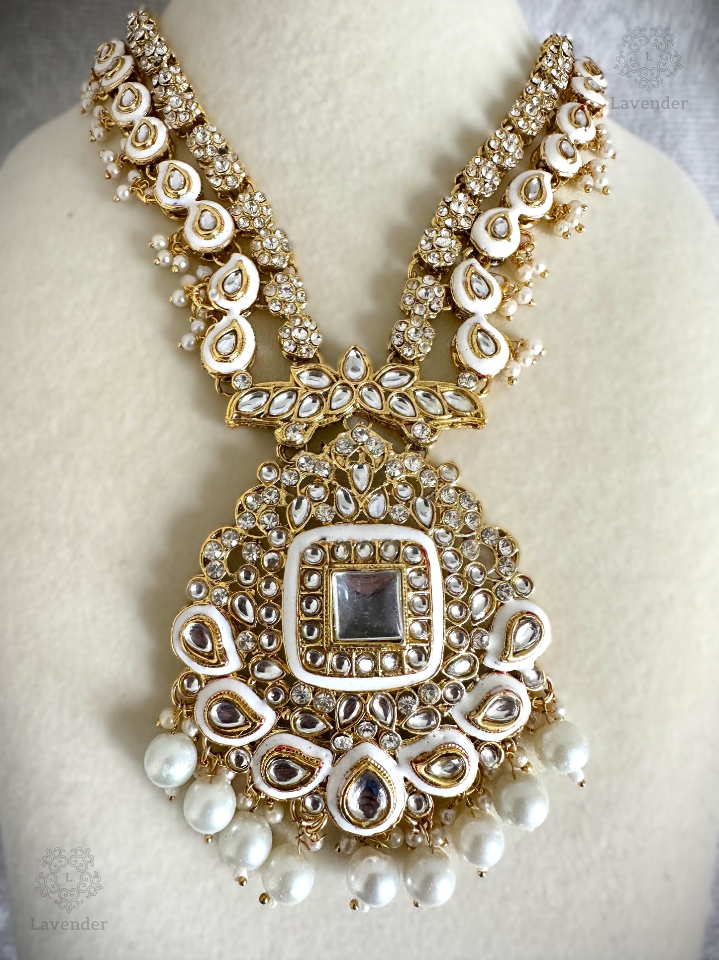 Kundan Bridal Complete Set - White & Gold