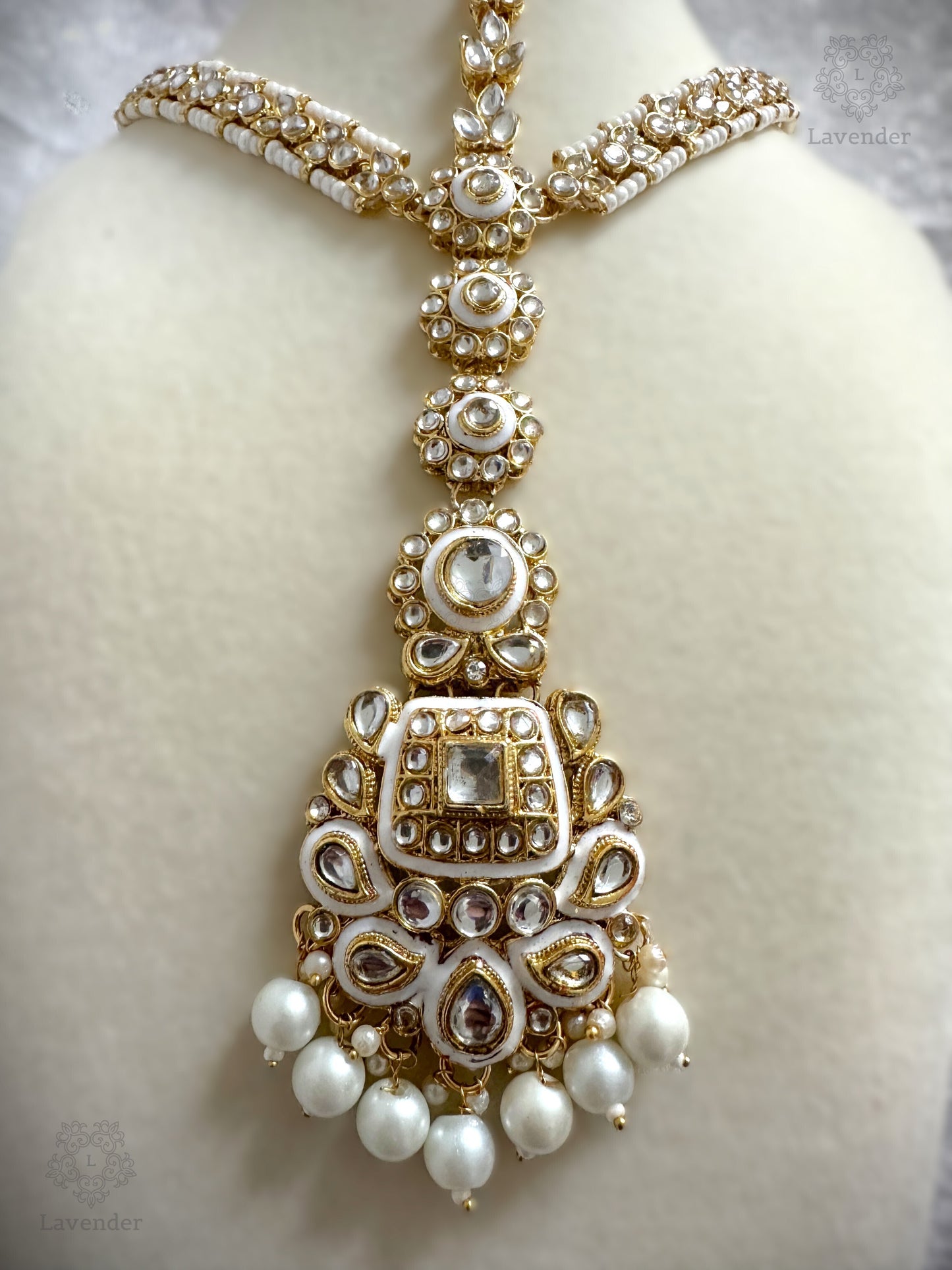 Kundan Bridal Complete Set - White & Gold