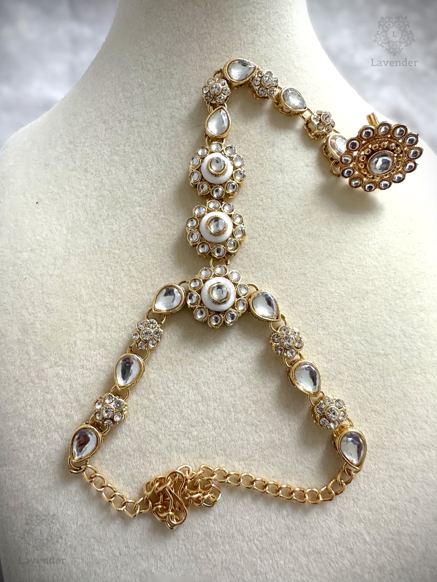 Kundan Bridal Complete Set - White & Gold