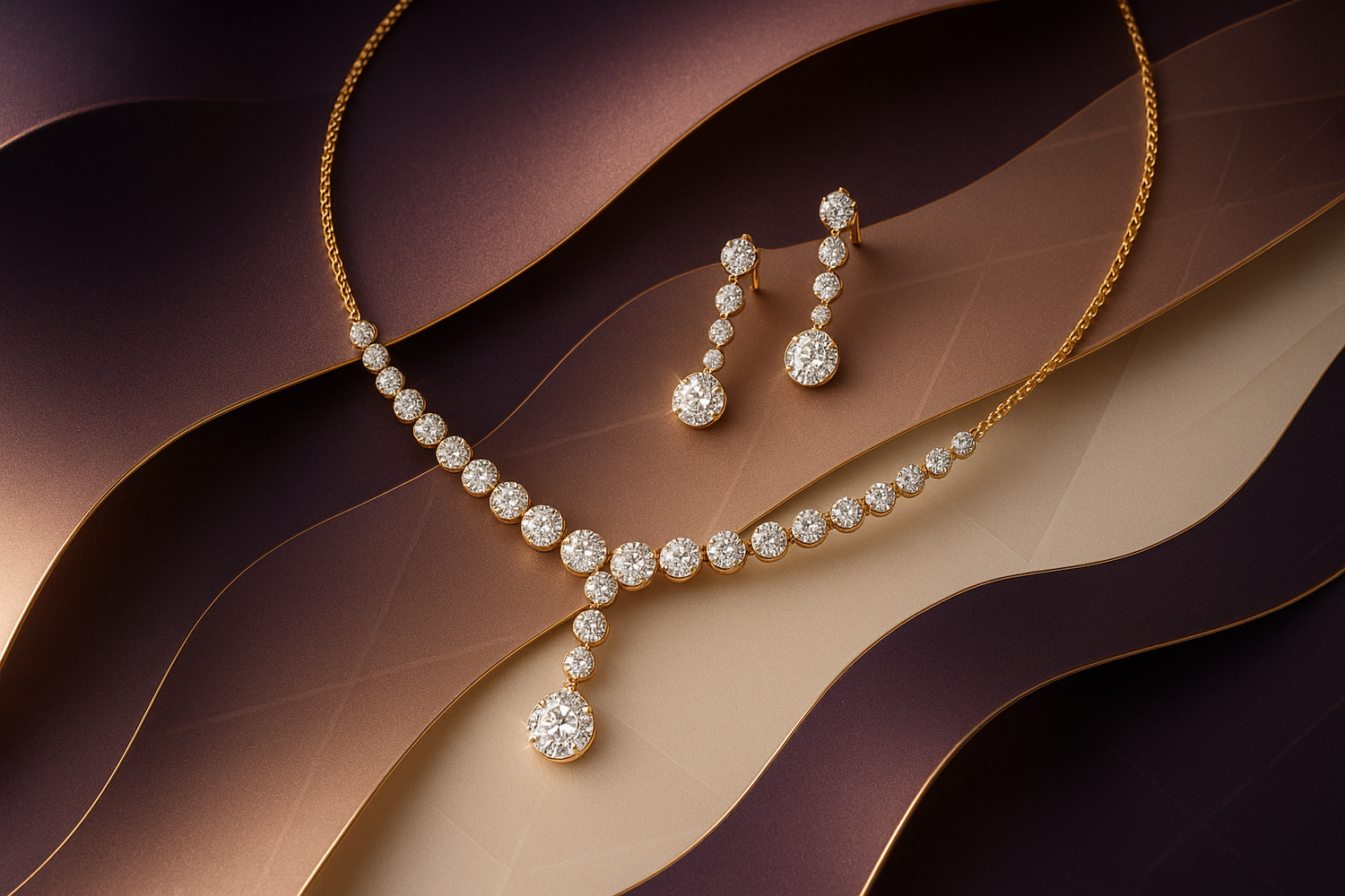 luxury neckless set on an abstract background