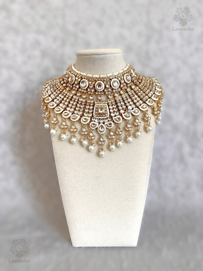 Kundan Bridal Complete Set - White & Gold