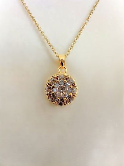 Gold Stainless Steel Stone Pendant Necklace