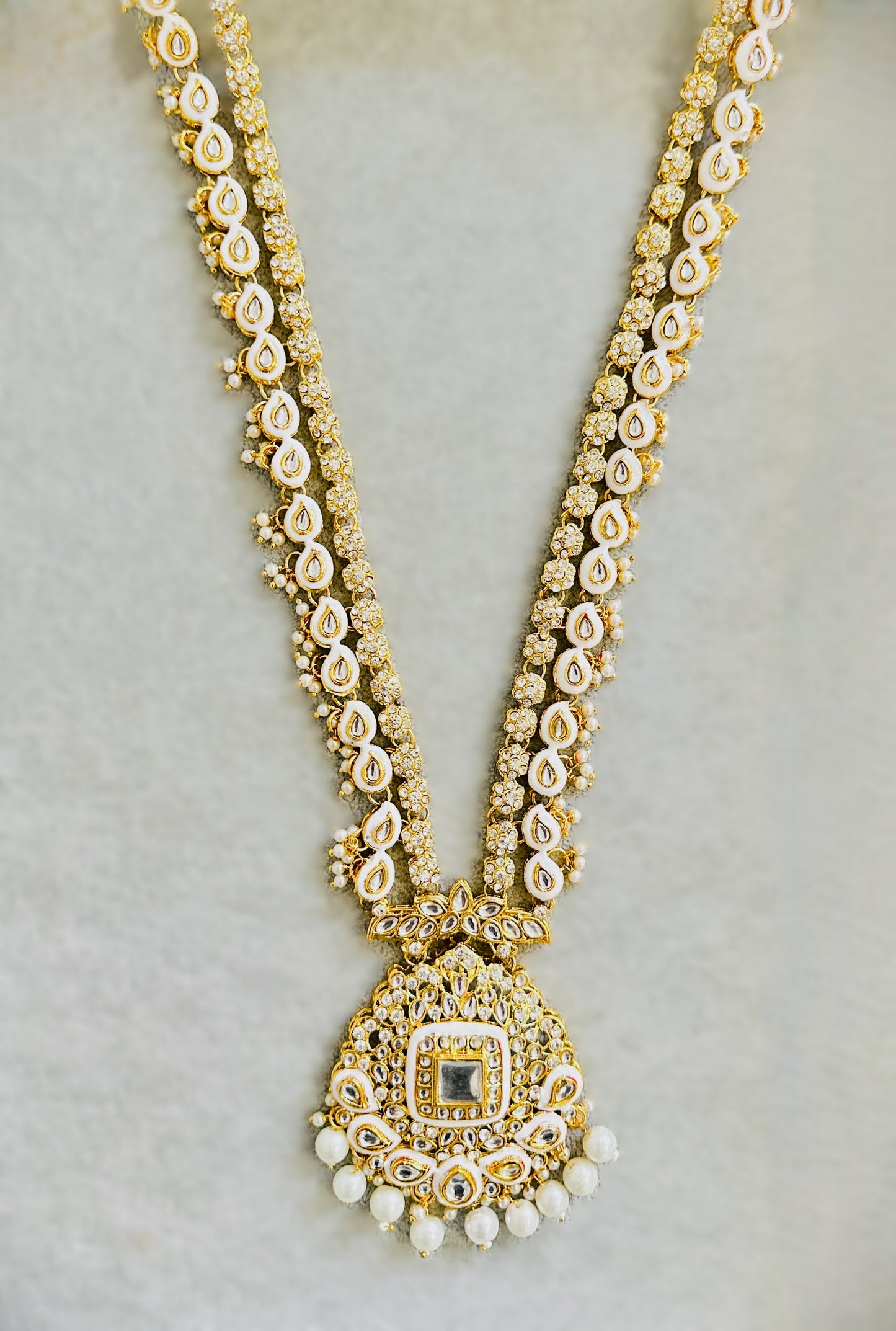 Kundan Bridal Complete Set - White & Gold