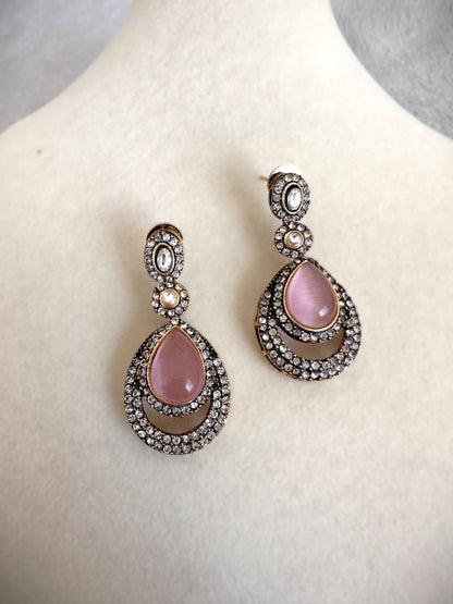 Pendant Long Necklace Set-Pink