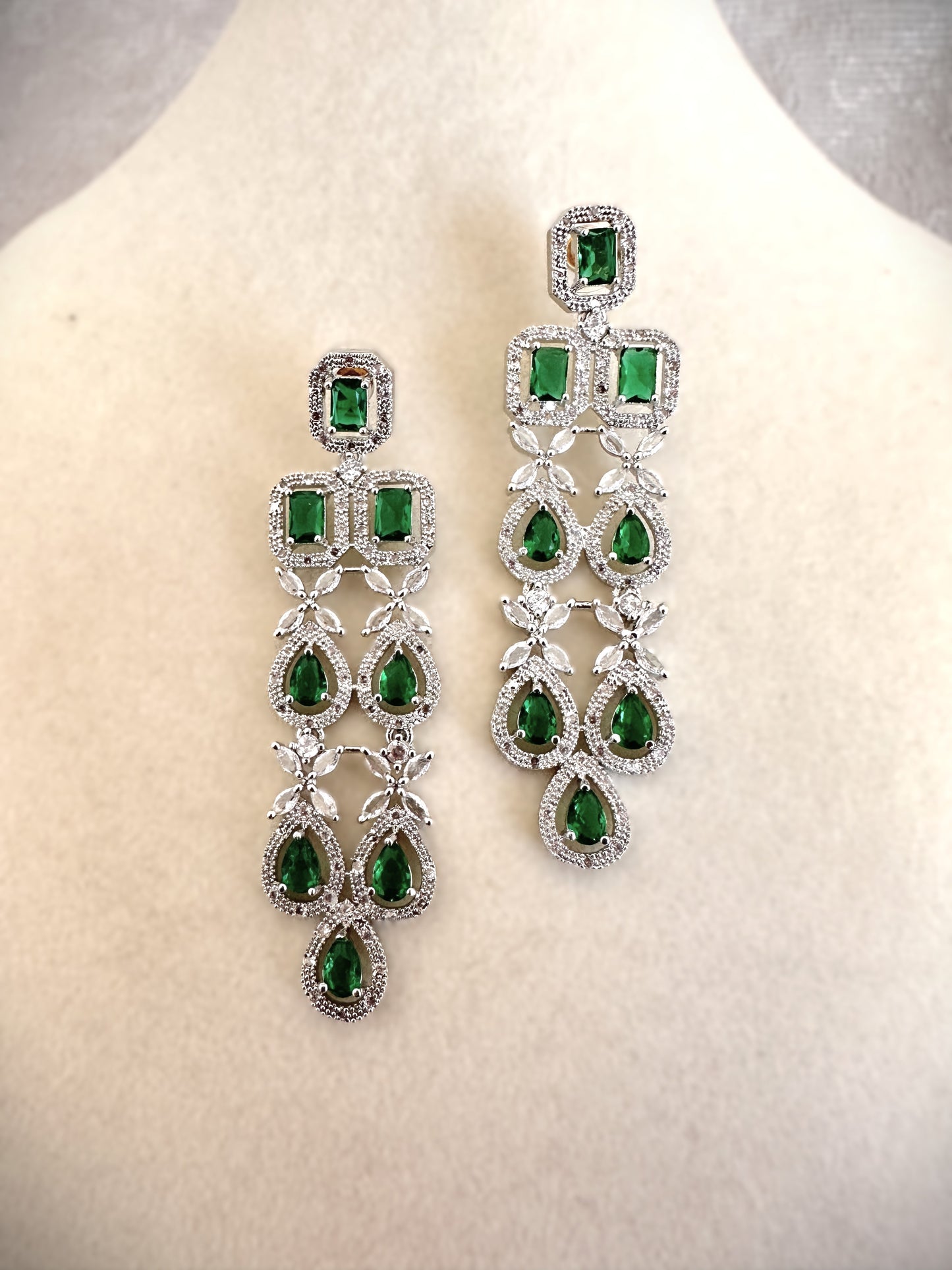 American Diamond Bridal Set -  Emerald Green