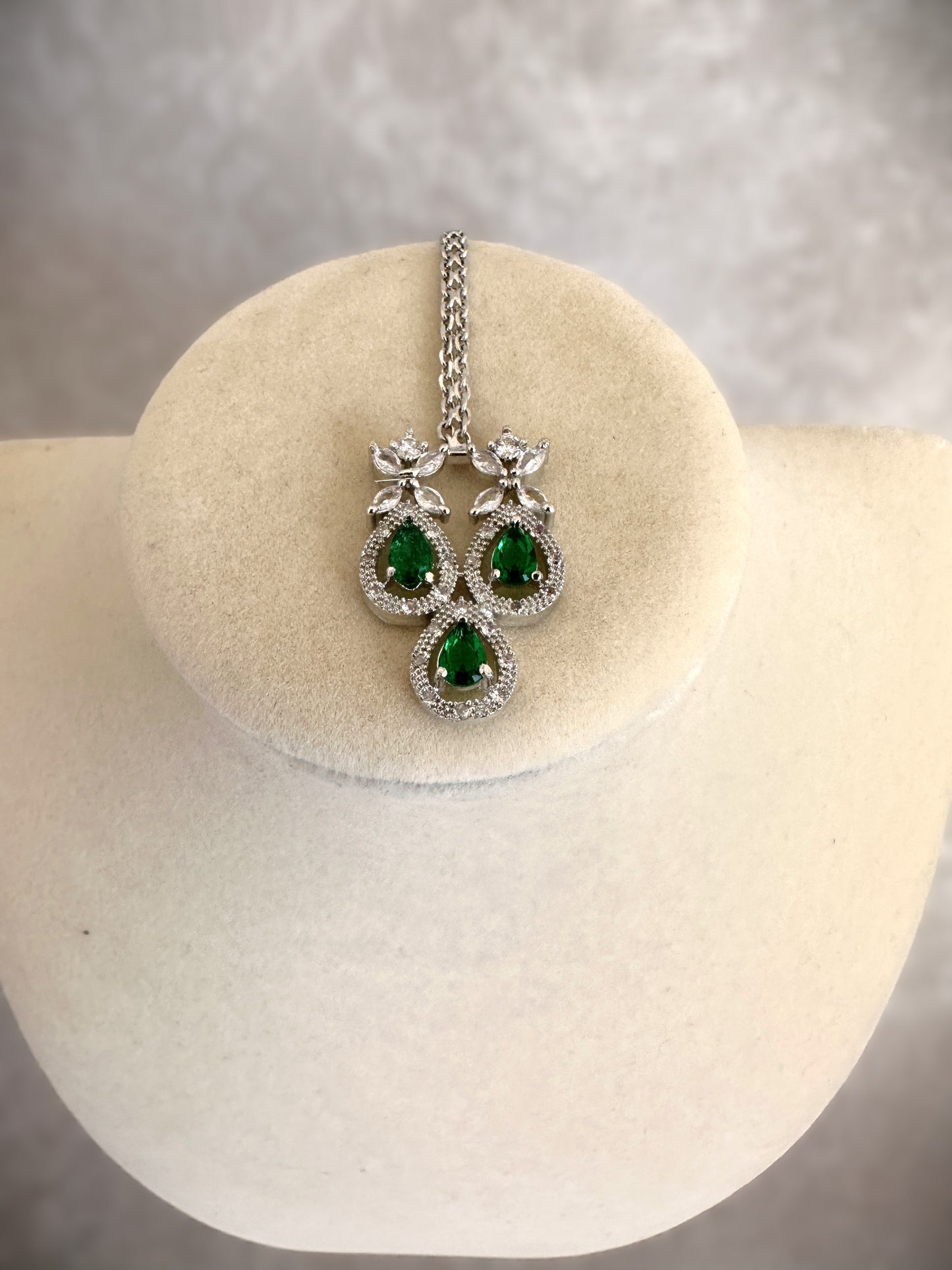American Diamond Bridal Set -  Emerald Green