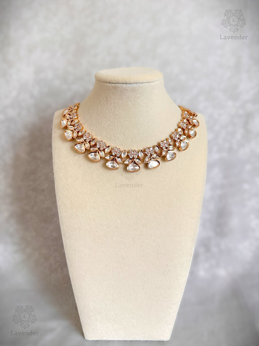 Moisaanite Kundan Choker Set- Gold