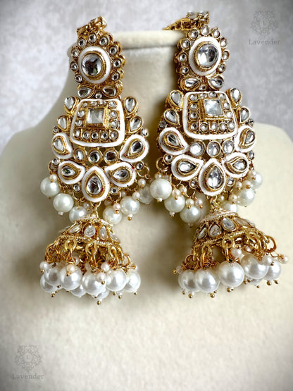 Kundan Bridal Complete Set - White & Gold