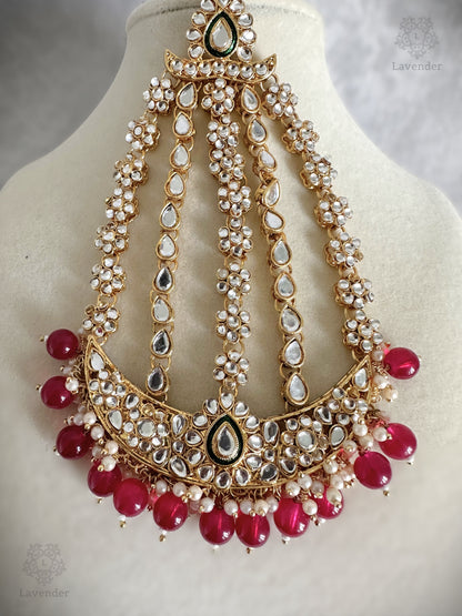 Kundan Bridal Complete Set - Red & Green