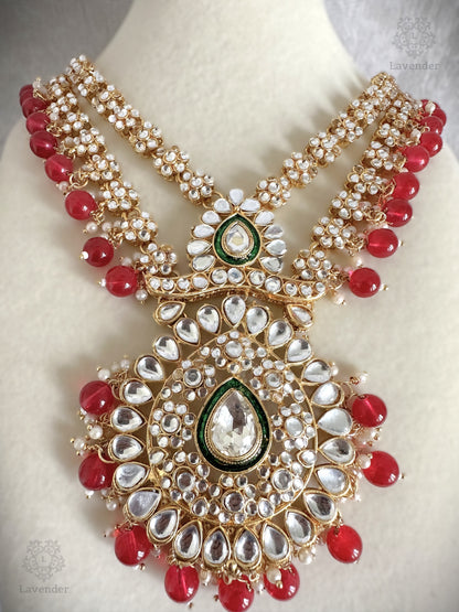 Kundan Bridal Complete Set - Red & Green